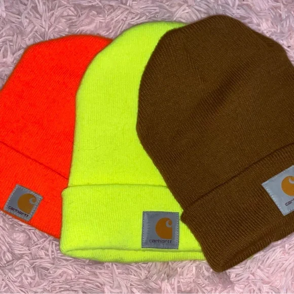‼️5 CARHARTT HATS - RED DARK ORANGE NEON ORANGE YELLOW AND BROWN‼️ - Picture 3 of 15